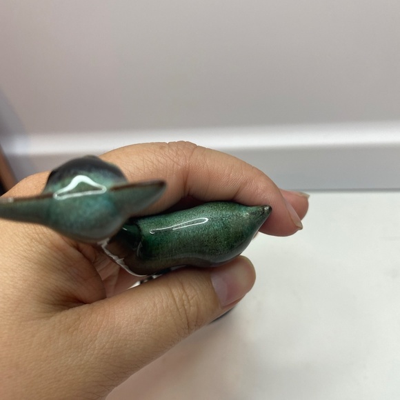 Vintage Standing Deer Fawn Blue Mountain Pottery BMP Teal Green Drip Glazed - Picture 7 of 8